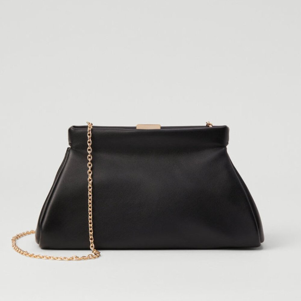 Ann Taylor Black Leather Slouchy Clutch